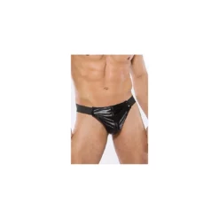 Allure Zeus Wetlook Thong, Snap Open Front Opening Os