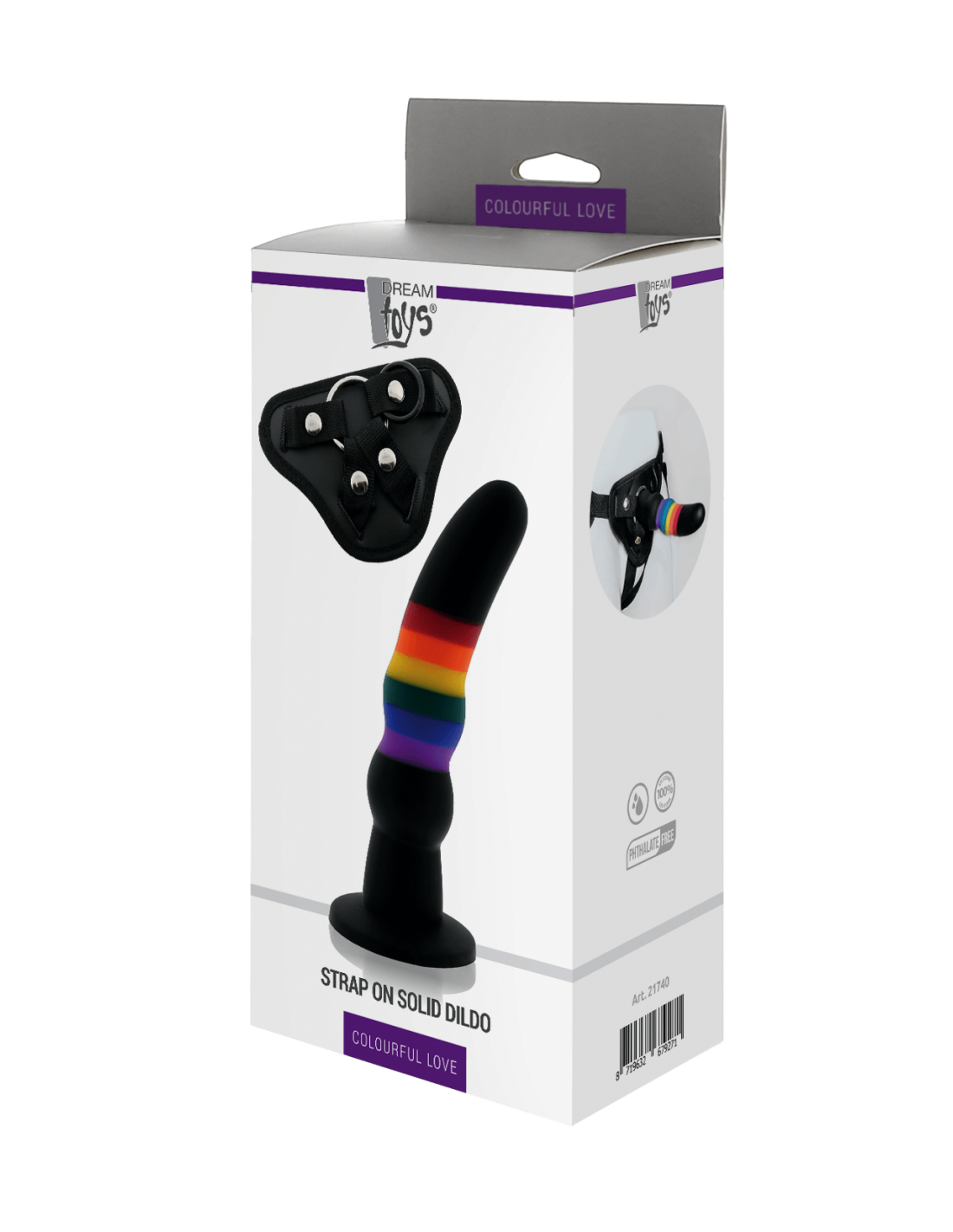 DreamToys Colourful Love Strap On Solid Dildo - Afbeelding 4