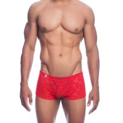 MOB Rose Lace Boy Short Red S/M