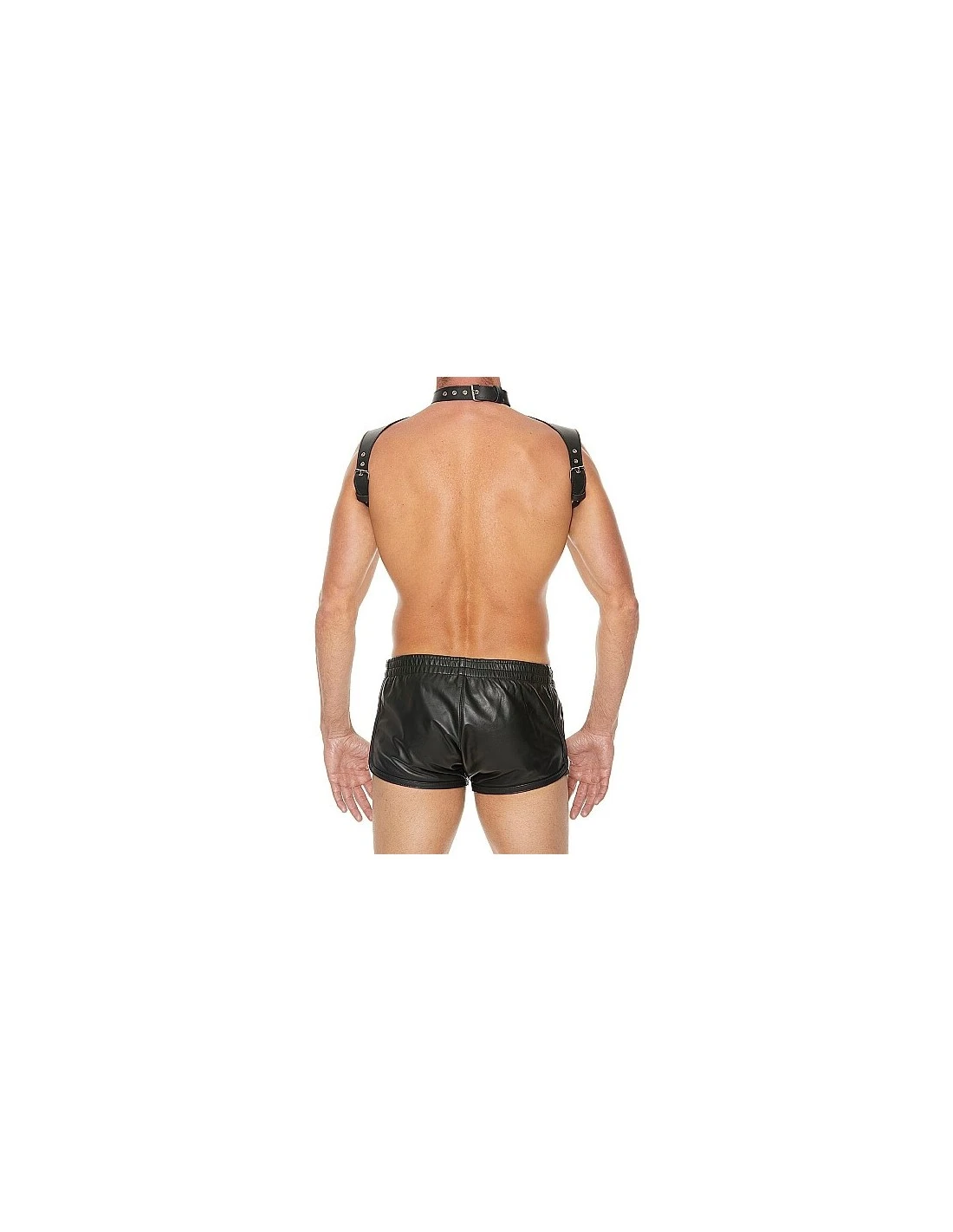 Ouch! OUCH Men Harness With Neck Collar Premium Leather Black - Afbeelding 3
