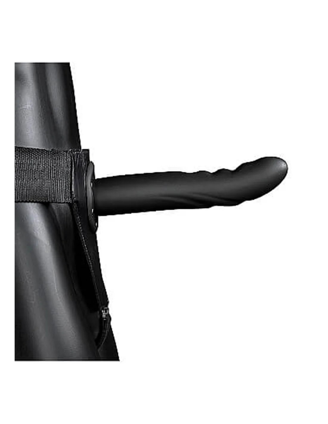 RealRock Textured Curved Hollow Strap-on 20 Cm Black - Afbeelding 2