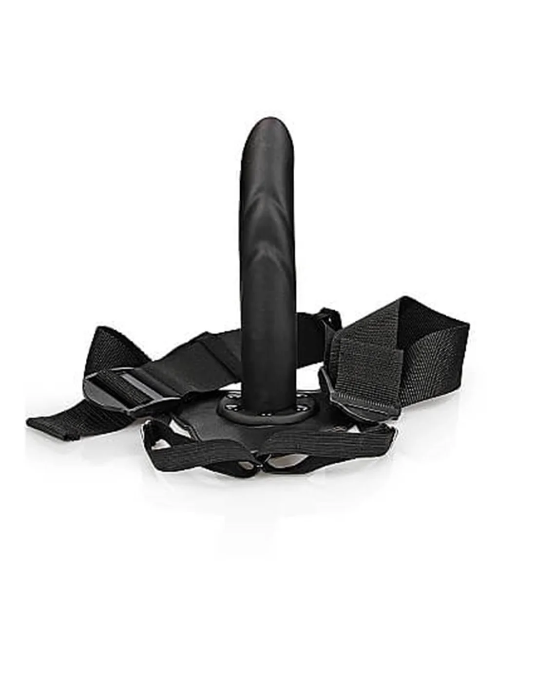 RealRock Textured Curved Hollow Strap-on 20 Cm Black