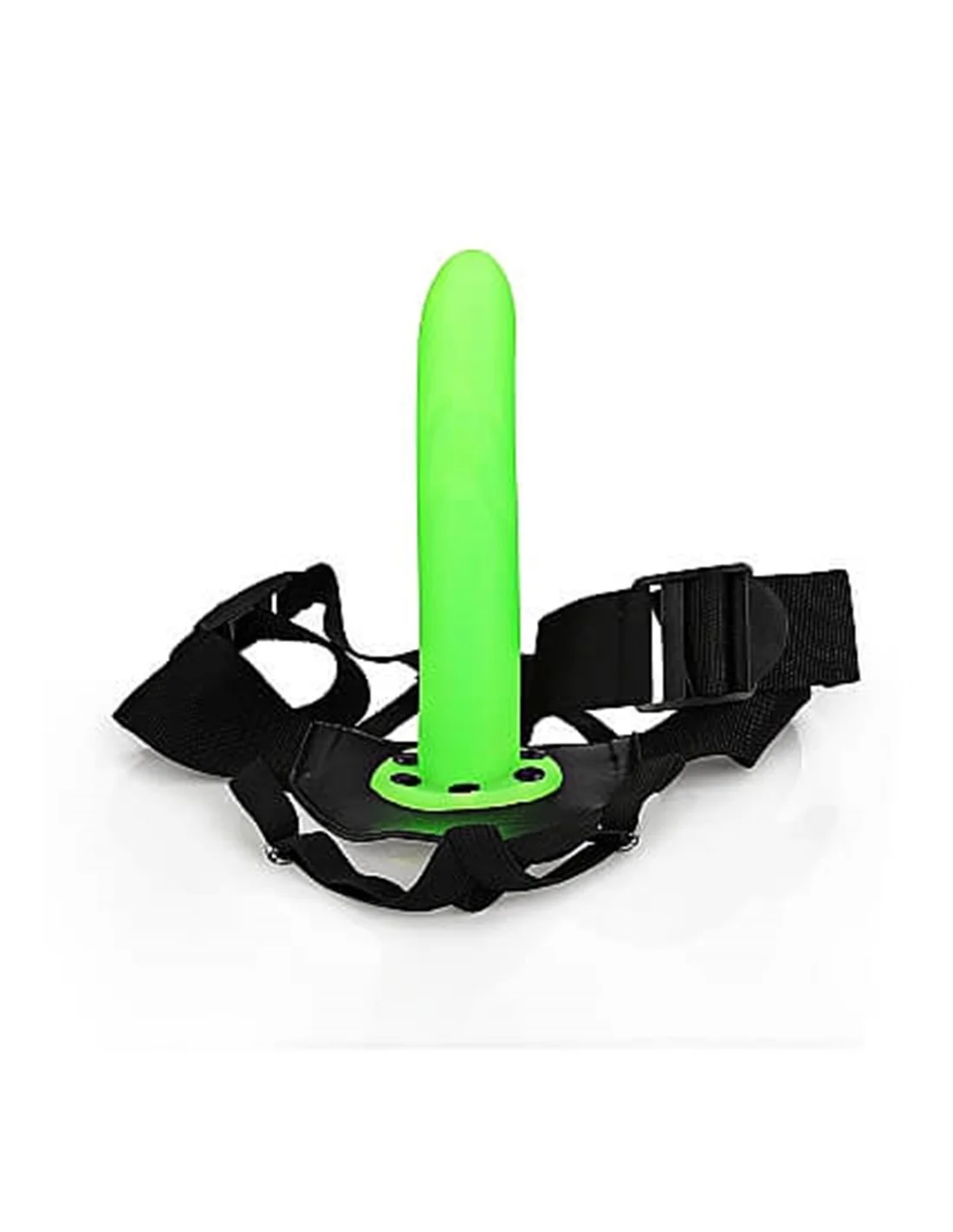 RealRock Textured Curved Hollow Strap-on 20 Cm GitD Green