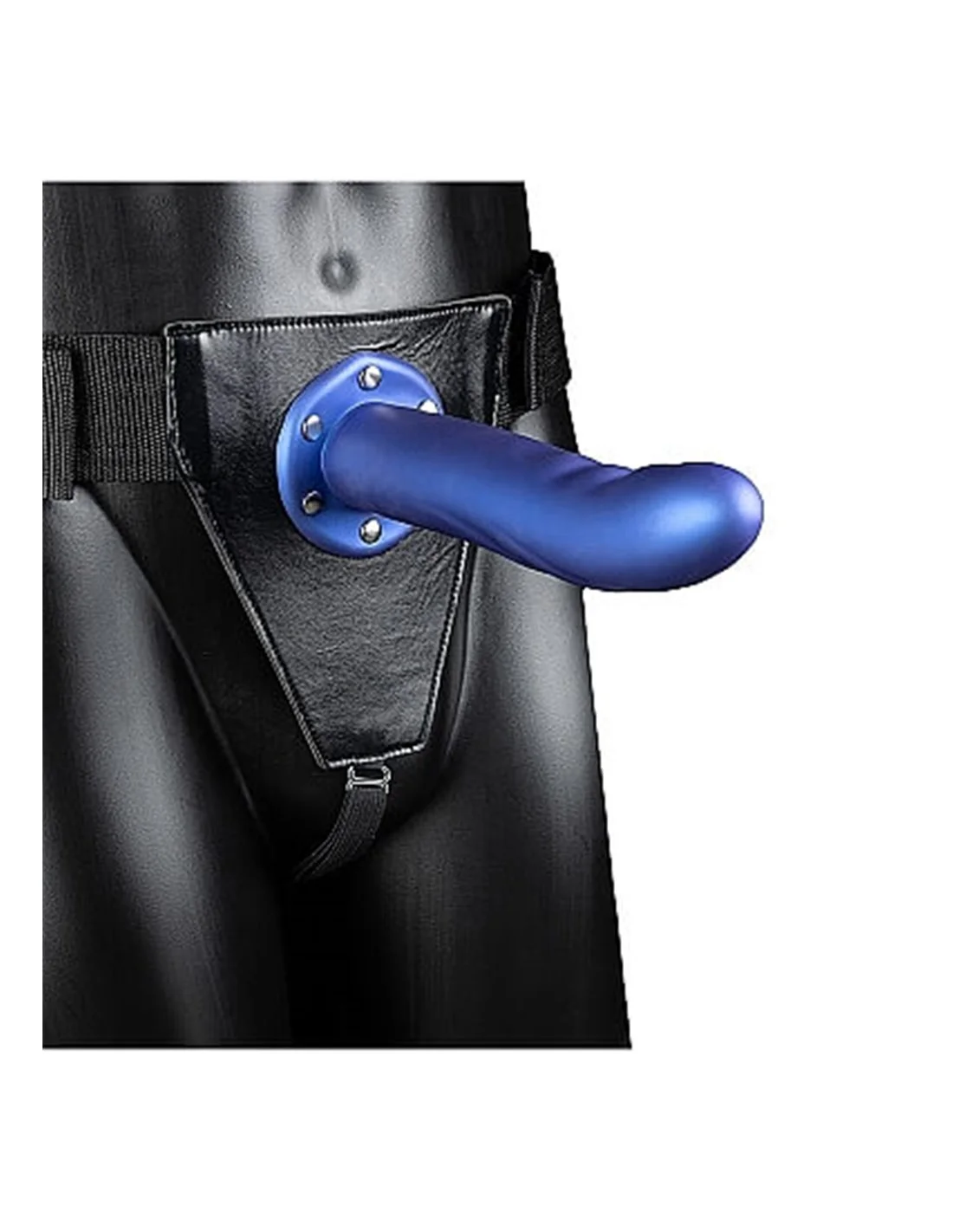 RealRock Textured Curved Hollow Strap-on 20 Cm Metalic Blue - Afbeelding 2