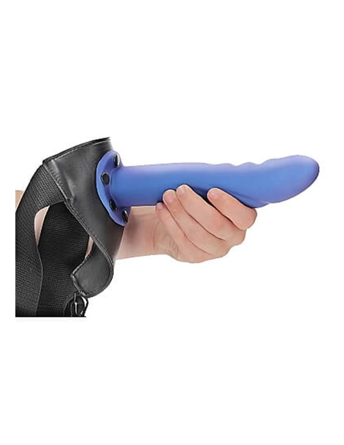 RealRock Textured Curved Hollow Strap-on 20 Cm Metalic Blue - Afbeelding 7