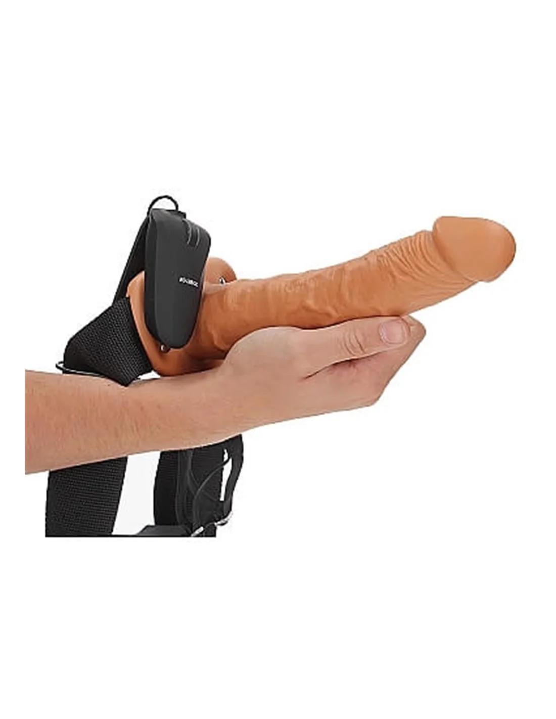 RealRock Vibrating Hollow Strap-on With Balls 24.5 Cm Tan - Afbeelding 5