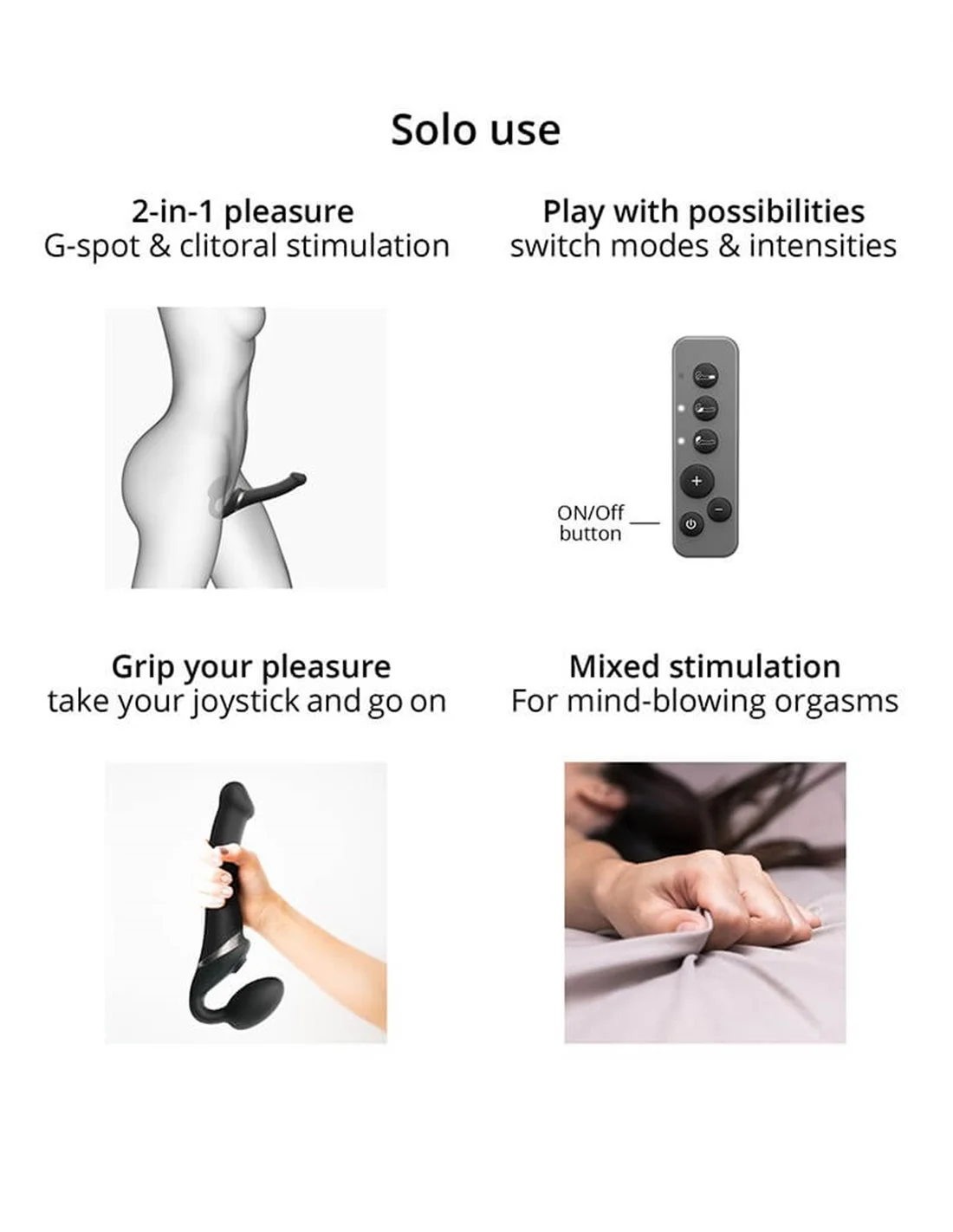 Strap-on-me Multi Orgasm Strap-on Vibrator Met Lik Stimulator Fuchsia M - Afbeelding 7